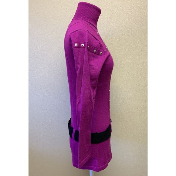 VTG Obermeyer Small Wool Blend Apres Ski Tunic Sweater belted Y2K Chic Rare - Picture 4 of 9